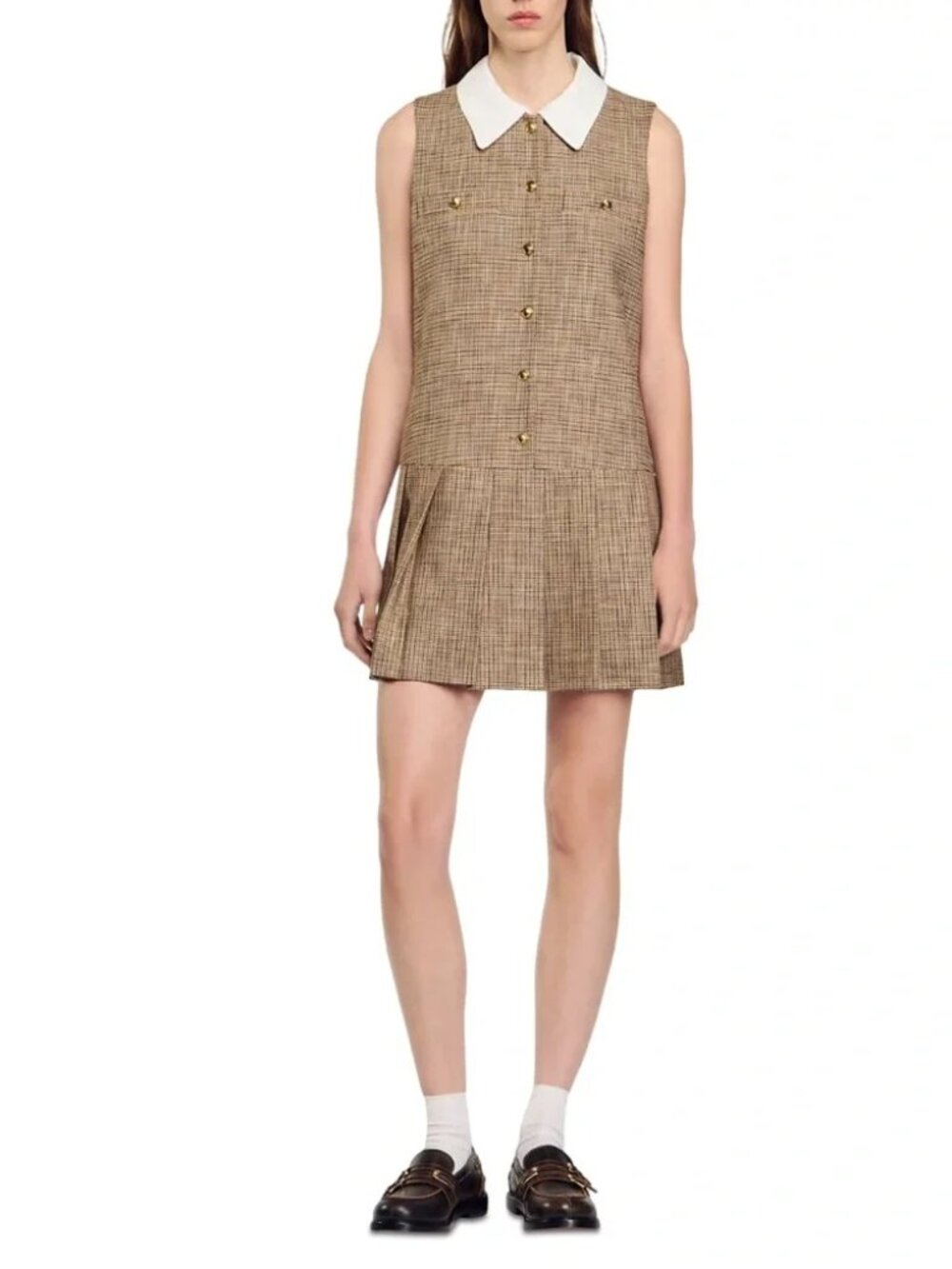 Sandro Yale Dress Houndstooth Mini Dress - Brown 42 10